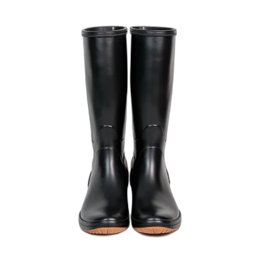 shoes, pair, black, rubber, boots, smooth, surface, glossy transparent PNG cut-out