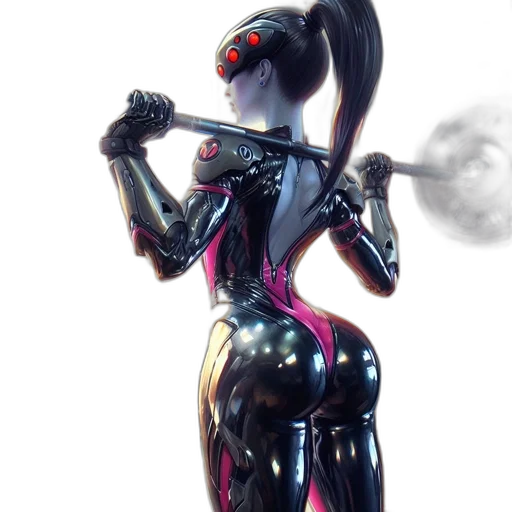 robot, weapon, staff, sword, cyberpunk, concept art, fantasy art, 3d render transparent PNG cut-out