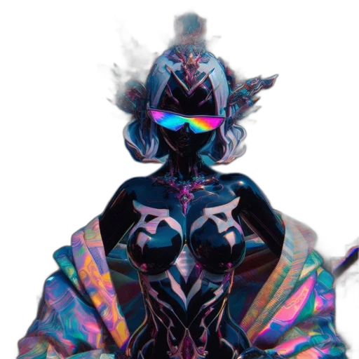 mask, jacket, robot, dragon, vaporwave, concept art, cyberpunk, pixel art transparent PNG cut-out