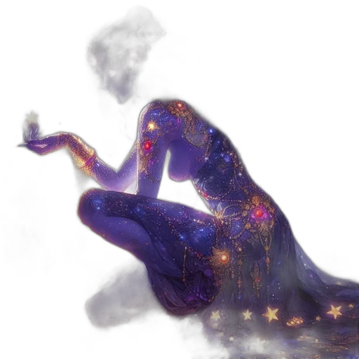 dress, concept art, fantasy art, vaporwave, watercolor, outer space, fire, night transparent PNG cut-out