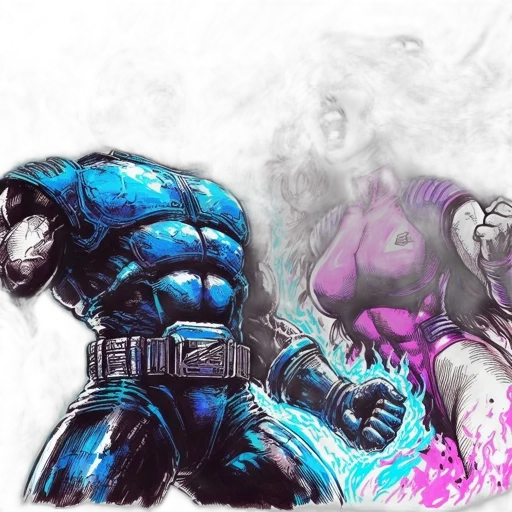comic book art, concept art, fantasy art, cyberpunk, fire, outer space, dark, blue transparent PNG cut-out