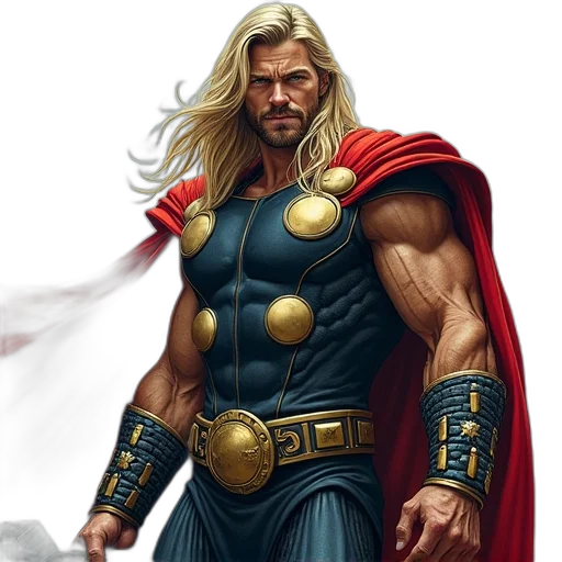 comic book art, fantasy art, concept art, photorealistic, thor, comics transparent PNG cut-out