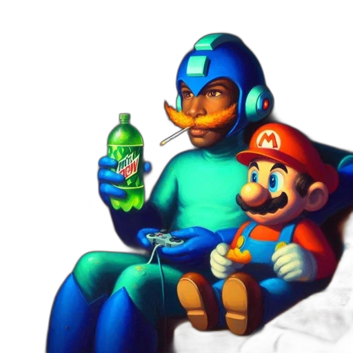 bottle, robot, concept art, pixel art, 3d render, vaporwave, blue, mario transparent PNG cut-out