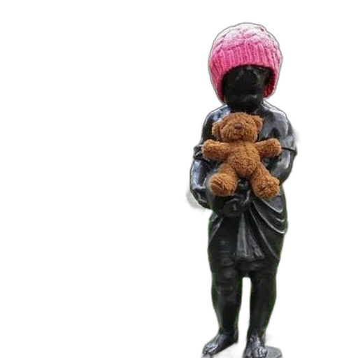 staff, 3d render, statue, child, holding, teddy, bear, stands transparent PNG cut-out