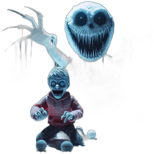 creature, mask, concept art, 3d render, fantasy art, comic book art, blue, frightening transparent PNG cut-out