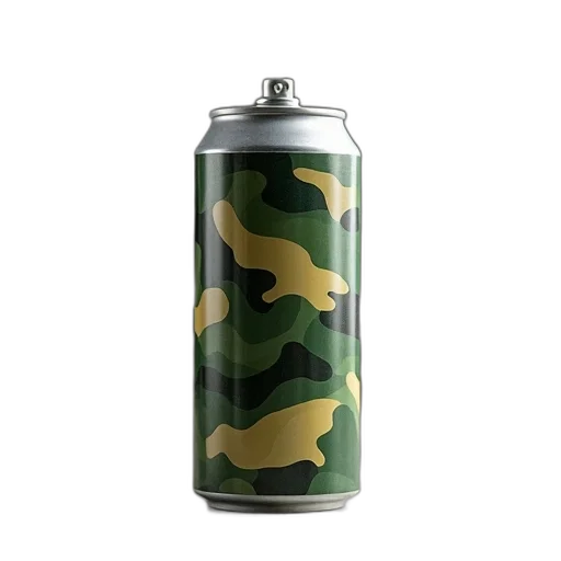 bottle, 3d render, concept art, can, compressed, air, camouflage, pattern transparent PNG cut-out