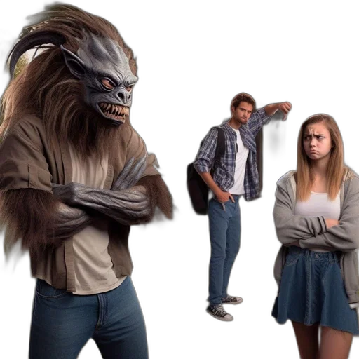 creature, mask, jacket, animal, concept art, 3d render, suburban, neighborhood transparent PNG cut-out