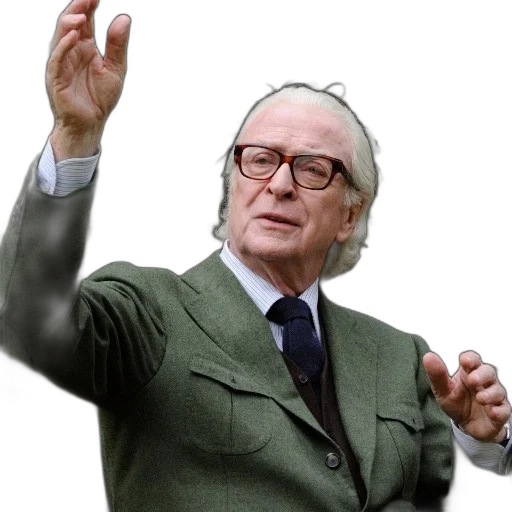jacket, older, man, white, hair, glasses, wearing, green transparent PNG cut-out