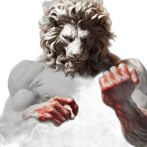 concept art, photorealistic, fantasy art, comic book art, majestic, white-marble, lion, statue transparent PNG cut-out