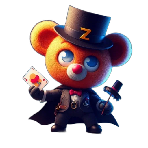 staff, concept art, pixel art, 3d render, cartoon, anthropomorphic, bear, tuxedo transparent PNG cut-out