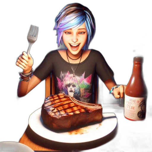 food, pixel art, concept art, photorealistic, 3d render, young, person, multicolored transparent PNG cut-out