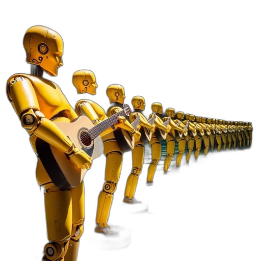 robot, staff, 3d render, concept art, golden, array, yellow, robotic transparent PNG cut-out