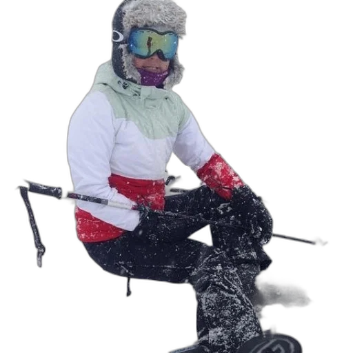 robot, jacket, staff, mask, 3d render, concept art, snow, person transparent PNG cut-out