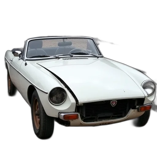 car, 3d render, photorealistic, concept art, white, sports, damaged, front transparent PNG cut-out