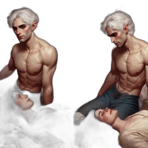 concept art, fantasy art, comic book art, photorealistic, monochrome, dark, two, individuals transparent PNG cut-out