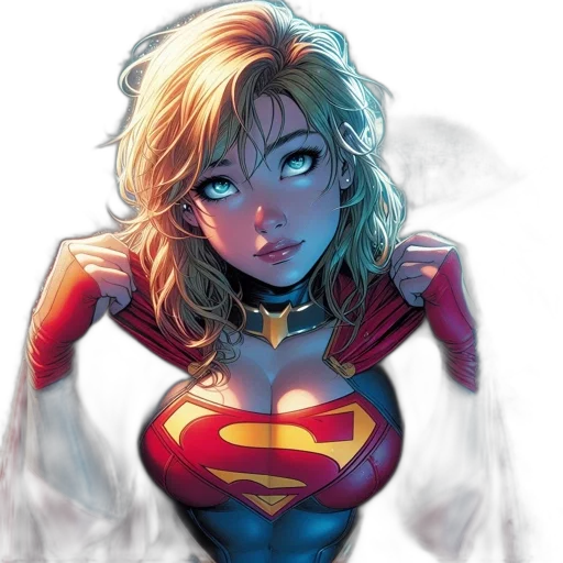 comic book art, concept art, cartoon, fantasy art, blonde-haired, female, superhero, dressed transparent PNG cut-out