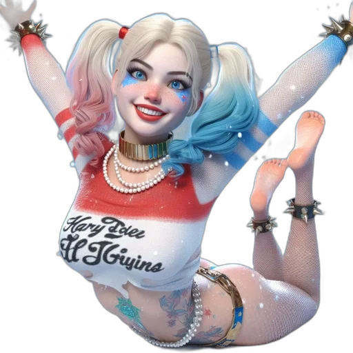 comic book art, concept art, 3d render, cartoon, harley, quinn, winter, setting transparent PNG cut-out
