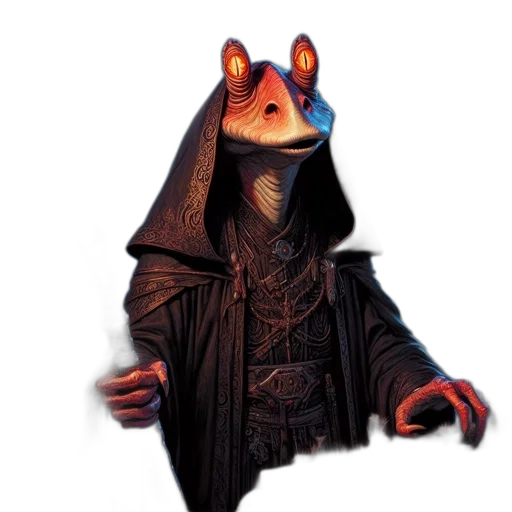 mask, staff, jacket, creature, concept art, fantasy art, photorealistic, 3d render transparent PNG cut-out