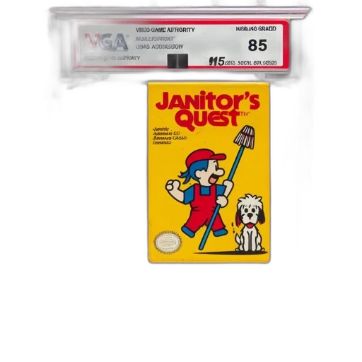 outer space, nes, cartridge, labeled, janitor, quest, vanity, brand transparent PNG cut-out