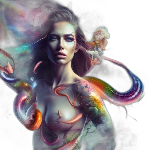 hair, dress, fantasy art, photorealistic, concept art, oil painting, outer space, fire transparent PNG cut-out