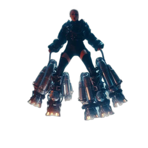 robot, weapon, sword, jacket, concept art, 3d render, cyberpunk, pixel art transparent PNG cut-out