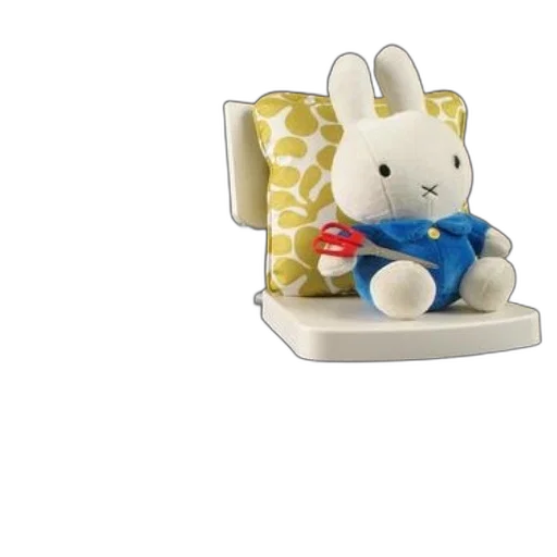 furniture, 3d render, cute, stuffed, bunny, wearing, blue, outfit transparent PNG cut-out