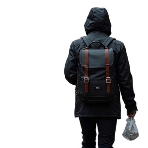 jacket, umbrella, staff, face, 3d render, concept art, cyberpunk, photorealistic transparent PNG cut-out