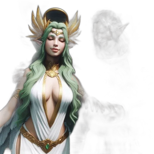 fantasy art, concept art, 3d render, photorealistic, green, two, characters, one transparent PNG cut-out