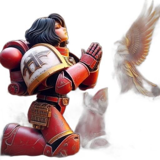robot, concept art, fantasy art, 3d render, comic book art, knight, red, armor transparent PNG cut-out