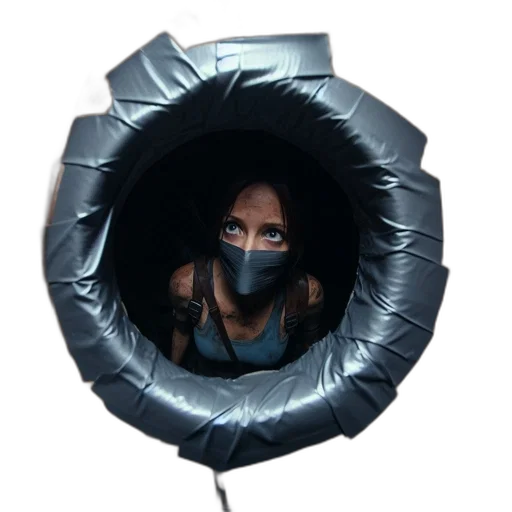 mask, face, umbrella, creature, 3d render, woman, dark, room transparent PNG cut-out