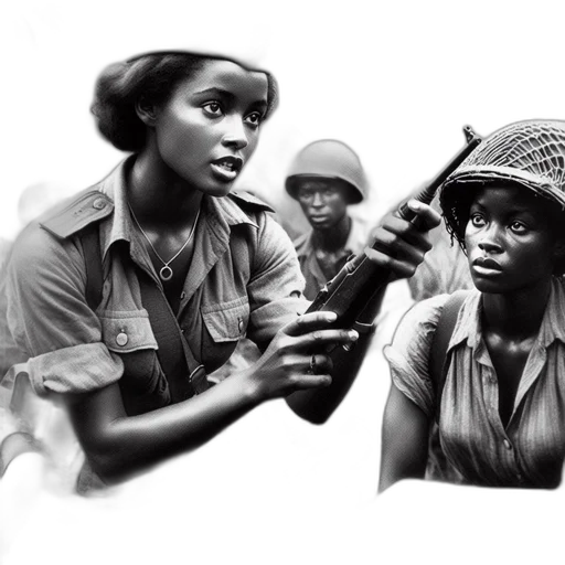 photorealistic, concept art, comic book art, jungle, setting, female, soldier, demonstrates transparent PNG cut-out