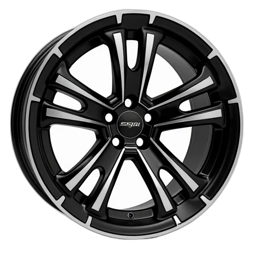 close-up, image, black, silver, alloy, car, wheel, five-spoke transparent PNG cut-out