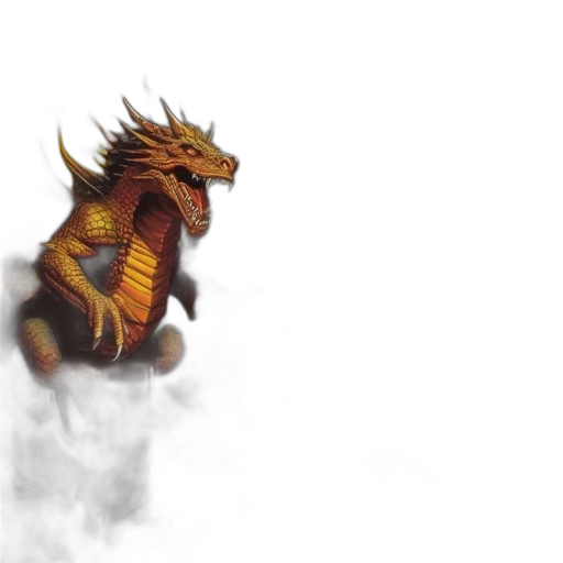 dragon, creature, fantasy art, concept art, pixel art, 3d render, fog, fire transparent PNG cut-out