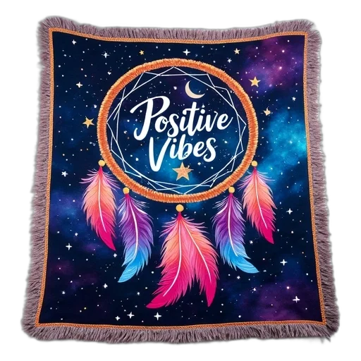 jacket, colorful, cosmic-themed, blanket, large, central, image, dreamcatcher transparent PNG cut-out