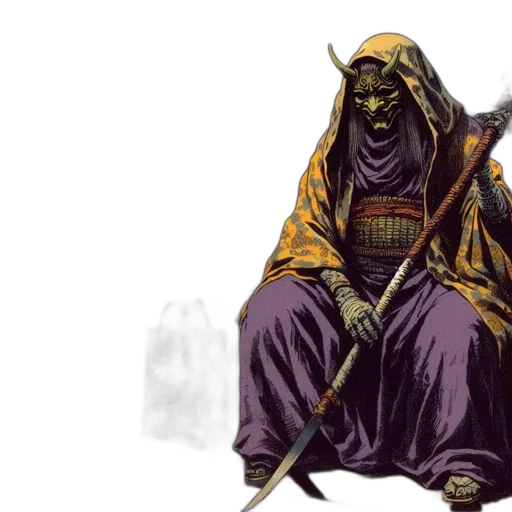 concept art, fantasy art, comic book art, dark, solitary, figure, resembling, warrior transparent PNG cut-out
