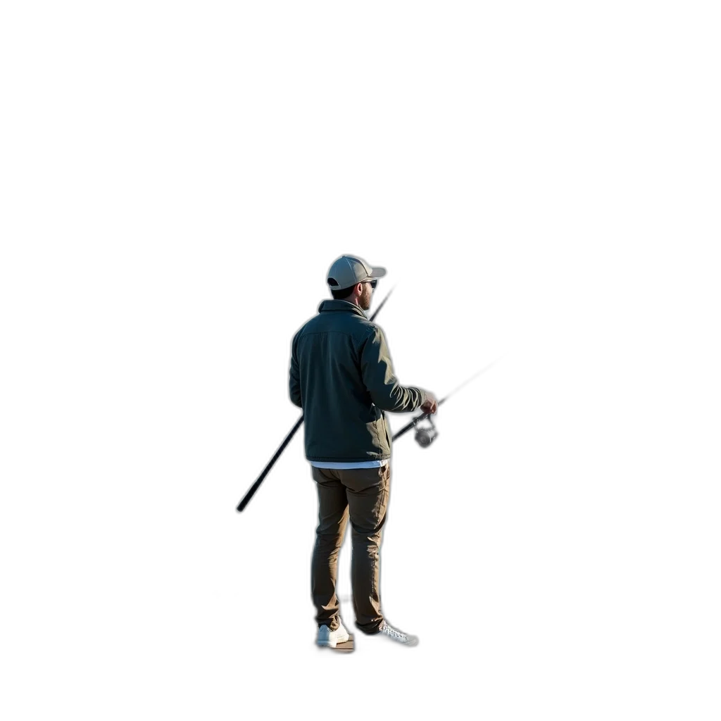 staff, jacket, weapon, hat, 3d render, concept art, pixel art, vaporwave transparent PNG cut-out