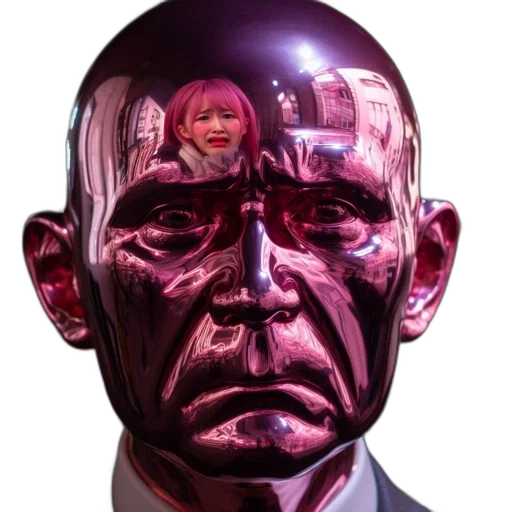 face, mask, robot, creature, photorealistic, 3d render, vaporwave, concept art transparent PNG cut-out