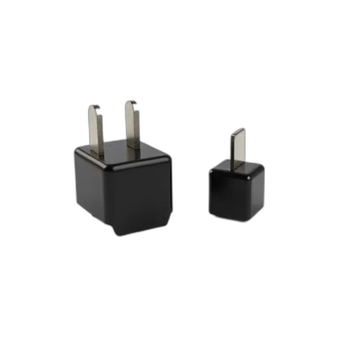 jewelry, black, electrical, connector, two, metal, pins, shown transparent PNG cut-out