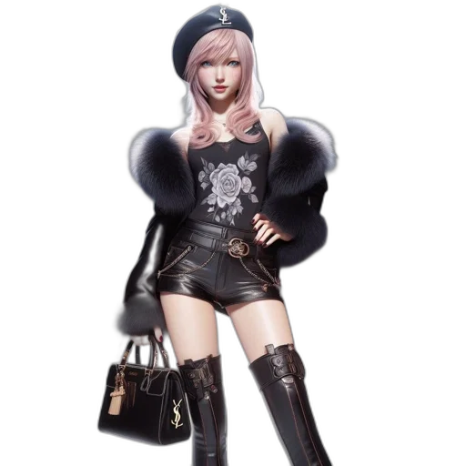 concept art, 3d render, photorealistic, fantasy art, monochrome, striking, woman, stands transparent PNG cut-out