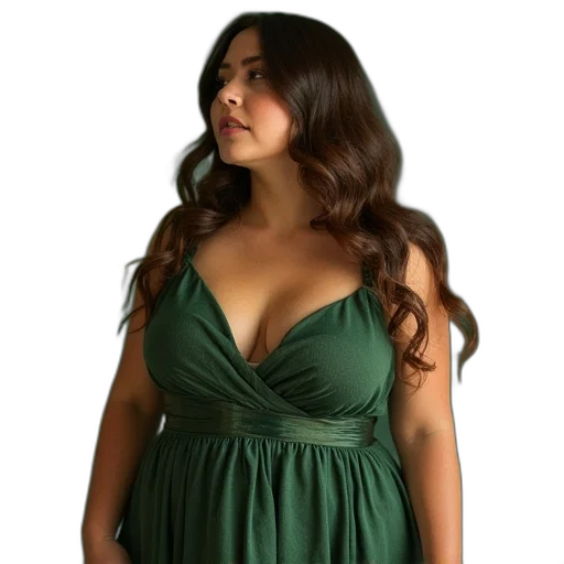 dress, green, earth tones, blow transparent PNG cut-out