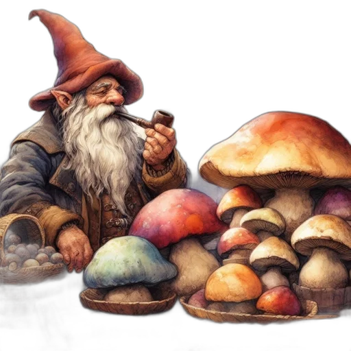 food, hat, fantasy art, concept art, watercolor, photorealistic, colorful, elderly transparent PNG cut-out