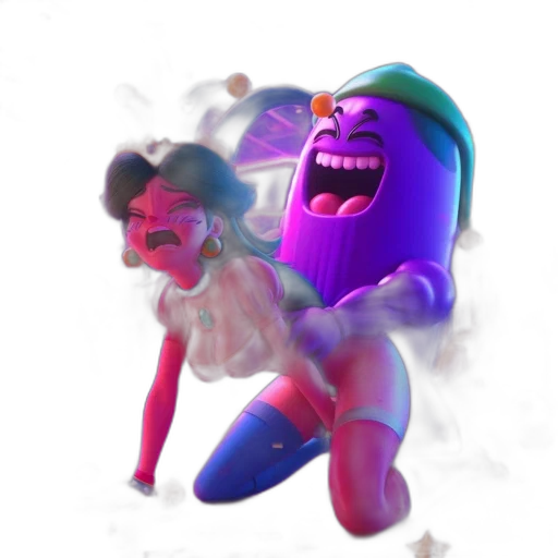 robot, creature, mask, weapon, concept art, 3d render, vaporwave, comic book art transparent PNG cut-out
