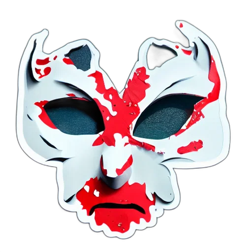 mask, concept art, 3d render, splatter transparent PNG cut-out