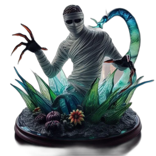creature, concept art, fantasy art, 3d render, underwater, image, displays, glass transparent PNG cut-out
