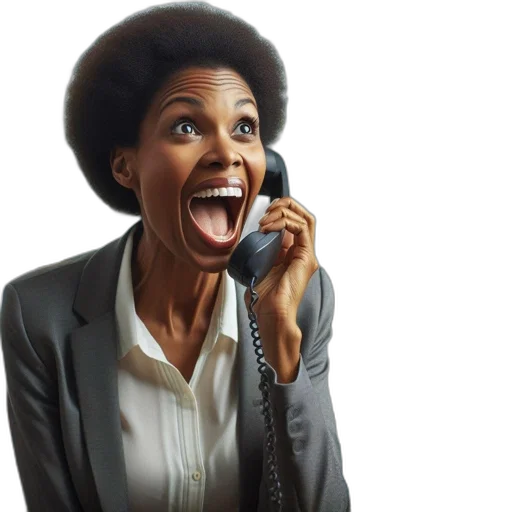 woman, afro, gray, blazer, busy, office, setting, reacting transparent PNG cut-out