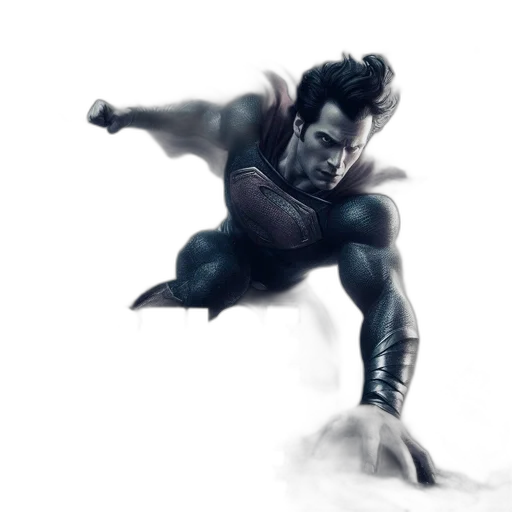 concept art, comic book art, 3d render, photorealistic, superman, flies, through, air transparent PNG cut-out