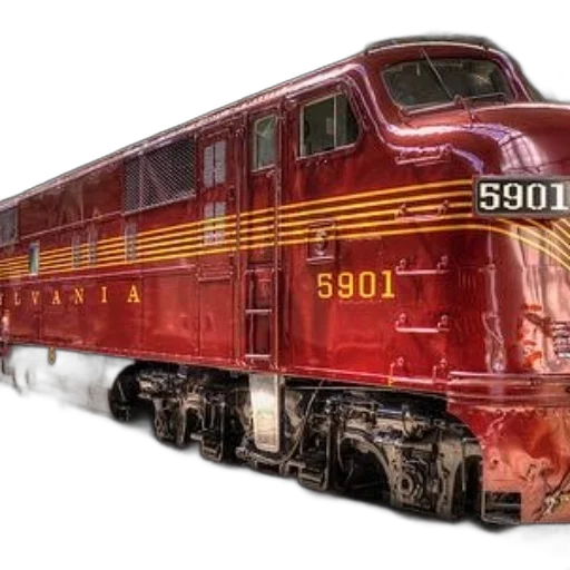 photorealistic, 3d render, red, train, engine, number, 5901, word transparent PNG cut-out