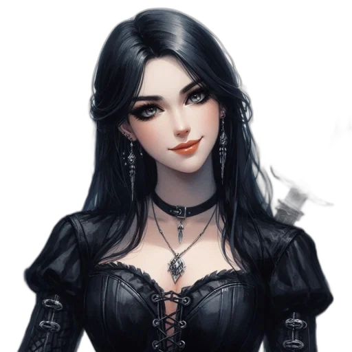dress, jewelry, face, fantasy art, concept art, photorealistic, comic book art, dark transparent PNG cut-out