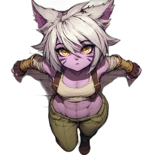 staff, jacket, creature, pixel art, concept art, fantasy art, watercolor, monochrome transparent PNG cut-out