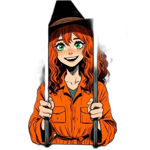 staff, hat, jacket, umbrella, cartoon, anime, comic book art, pixel art transparent PNG cut-out